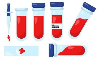 Blood test tube set, containers and equipment for laboratory research vector