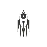 Rocket icon in flat style. Spaceship vector