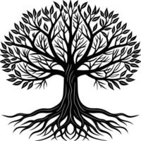 Tree with Roots Black color only vector
