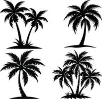 Palm trees silhouette set isolated on white background. vector
