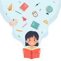 Cute little children with books on color background vector