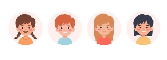 Cute little children with books on color background vector