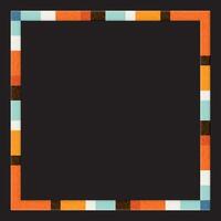 Abstract 3D colorful strips retro style rough texture square frame graphic illustration on black background have blank space. vector