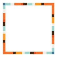 Abstract 3D colorful strips retro style rough texture square frame on white background graphic illustration. vector