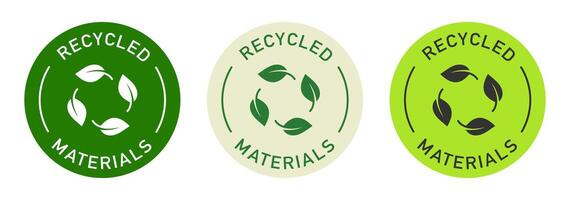 Sustainable materials design for packaging. Leaves icon. Recycling color sticker. vector