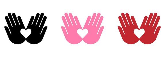 Handmade label design for packaging. Hands with heart icon. vector