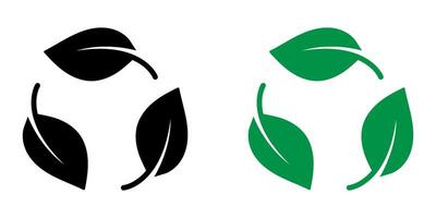 Sustainable materials design for packaging. Leaves icon. Recycling color sticker. vector