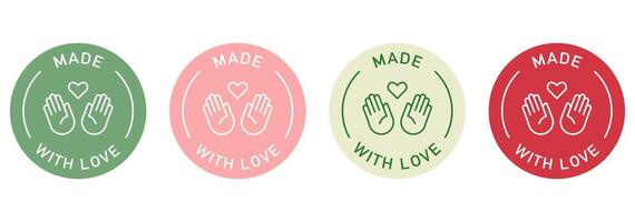Handmade label design for packaging. Made with love icon. vector