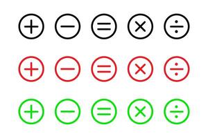 Mathematical signs. Calculator key icon . Plus, minus, division, multiplication, and equality symbol. Calculation buttons. vector