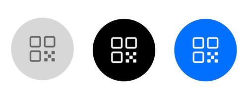 qr code scanner icon. barcode scanner sign. Digital scanning symbol. Grey, blue and black button. vector