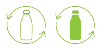 Reuse bottle icon. Recycle plastic symbol. Arrows pet bottle illustration. Recycling sign. vector