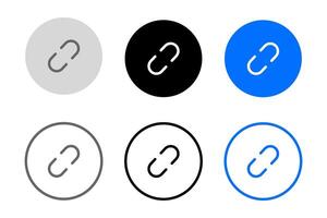 Set of share icon. Link button sign. Url symbol. Link chain icon. Grey, blue and black button. vector
