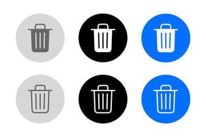 Trashcan icon. Garbage can symbol. Delete blue sign. Trash container logo. Trash bucket illustration vector