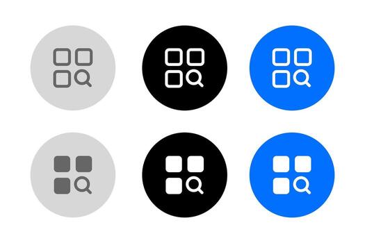 Category icon. Menu web sign. Option square symbol. Application interface pictogram. Grey, blue and black button. vector