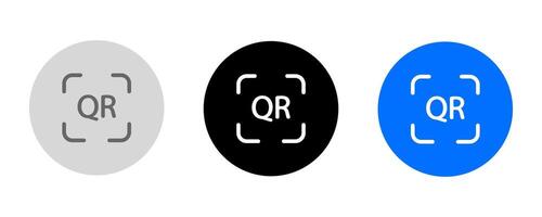 qr simple icon. Scanner sign. Code button. digital qr code pictogram. Grey, blue and black button. vector