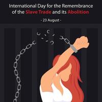 illustration graphic of woman frees herself from chain handcuffs in prison, perfect for international day, remembrance of the slave trade, abolition, celebrate, greeting card, etc. vector