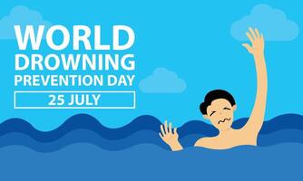 illustration graphic of a man asks for help waving because he is sinking into the sea, perfect for international day, world drowning prevention day, celebrate, greeting card, etc. vector