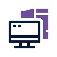 computer icon. dual tone icon for your website, mobile, presentation, and logo design. vector