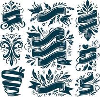 Silhouette Ribbons Icon Set for Sophisticated Projects vector