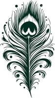 Ornate Feather Silhouette High-Quality for Artistic Use vector