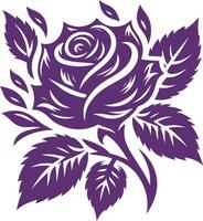 Silhouette Art of a Single Rose Flower with Intricate Petal Design vector
