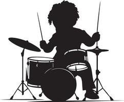 drum kit black and white illustration vector