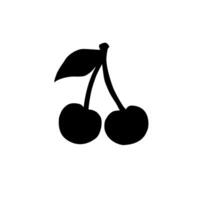 Hand drawn cherry berries silhouette vector