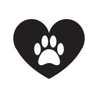 Animal cat paw foot print in heart vector