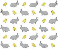 Seamless pattern of Easter bunny and chick vector