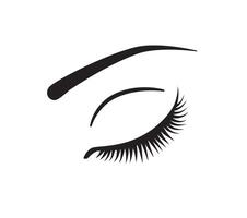 Eye with long eyelashes icon design on white background. Closed eye with false eyelashes vector