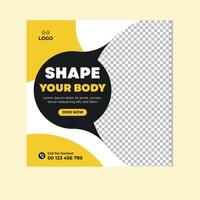 Gym and Fitness Square Banner Template for Social Media and Web Promotion vector