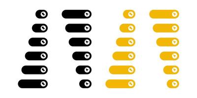 Set of web button icons, click here button with arrow pointer click icon. Design for applications, web, UI vector