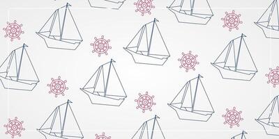Columbus Day celebration background with ship and rudder lines pattern. Design for banner, greeting card, poster, web, social media. vector