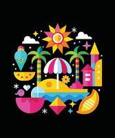 Colorful Summer T-shirt Design file vector