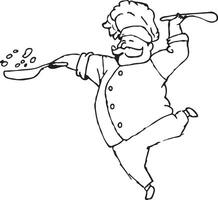 a chef is cooking while doing acrobatics vector