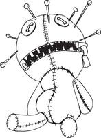 Creepy doll with needles stuck in its head vector