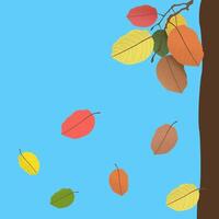 Falling autumn leaves from the tree. color drawing vector