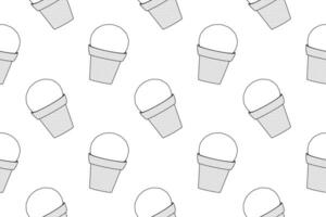 A seamless pattern of waffle ice cream in black and white. Perfect for coloring pages and creative projects. Ideal for summer-themed designs. vector