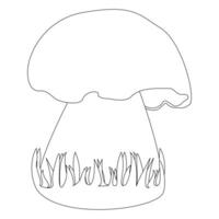 Childrens coloring books. Mushroom in grass, fall. black and white drawing vector