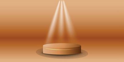 White spotlights podium display with background the same color as the podium. Modern studio, wall scene fashion, stage podium scene with for Award Ceremony. 3D rendering. vector