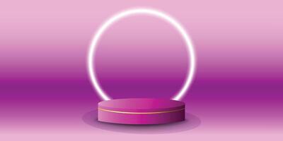 White neon light podium display with background the same color as the podium. Modern studio, wall scene fashion, stage podium scene with for Award Ceremony. 3D rendering. vector
