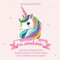 Magical Unicorn Party Invitation. Colorful and Enchanting Design vector