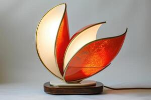 Elegant red and gold modern lamp with unique design photo