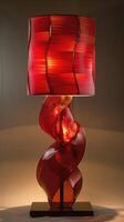 Elegant red and gold modern lamp with unique design photo
