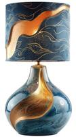 Elegant blue and gold modern lamp with unique design photo
