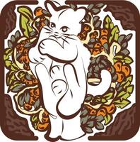 Floral Spoiled Kitten for Cat Lovers with Leaves vector