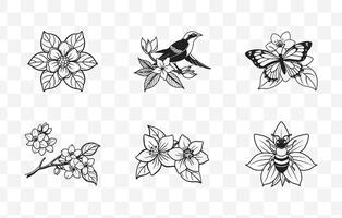 Print Comprehensive Jasmine Line Art Set for Artistic Design and Illustration Projects vector