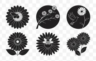 Elegant and Intricate Daisy Line Art Set for Creative Design Projects and Artistic Expressions vector