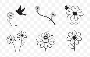 Elegant and Intricate Daisy Line Art Set for Creative Design Projects and Artistic Expressions vector
