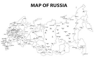 Geography politics map of countries. Map of Russia and France with country capital, state capital and major city. vector
